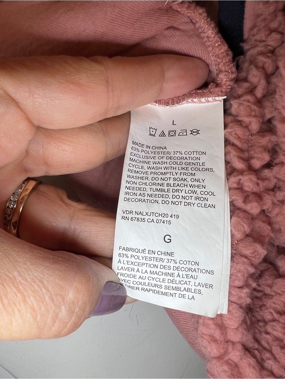 Nautica Soft sherpa pullover jacket in mauve size Large - Picture 4 of 7